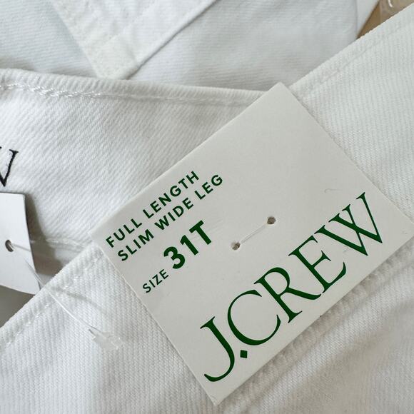 J.Crew Tall Full Length Slim Wide Leg Jean White Relaxed High Rise US 31 T NWT - Picture 12 of 14